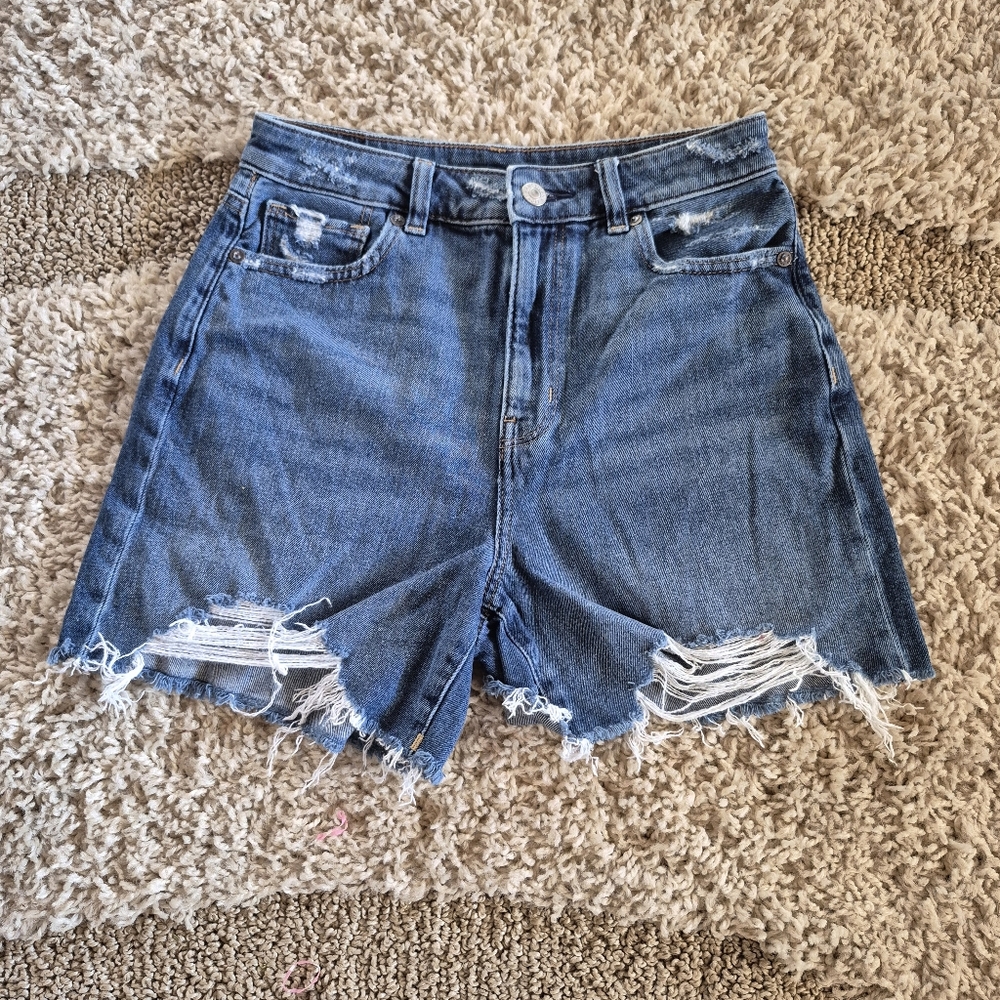 American Eagle Outfitters Jeans Shorts Cutoff Women Size 0 Blue Distressed